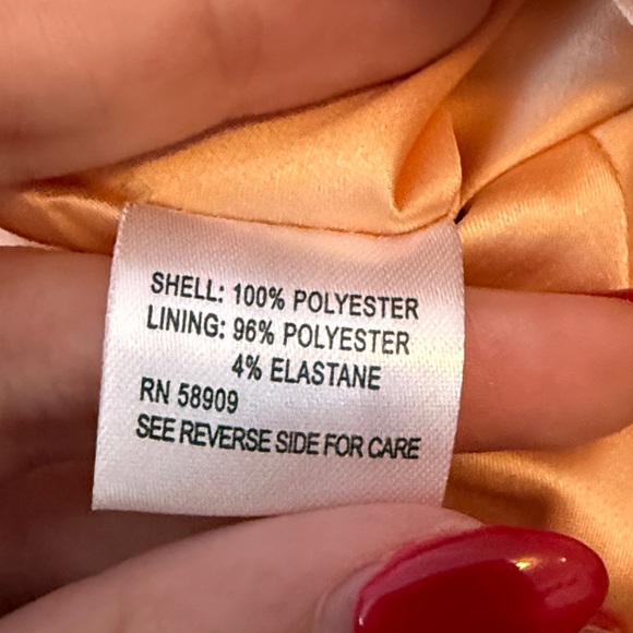 Gianni Bini Quinn ruffle draped V-neck sleeveless satin dress soft peach color - Picture 11 of 12